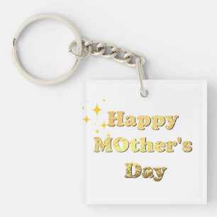 Happy mothers day. Gold simple script calligraphy Key Ring