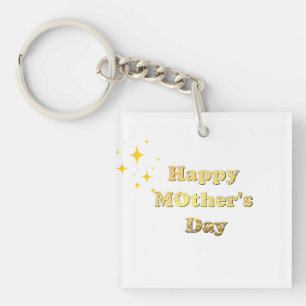 Happy mothers day. Gold simple script calligraphy Key Ring