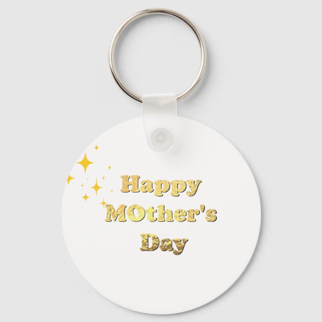 Happy mothers day. Gold simple script calligraphy  Key Ring (Front)