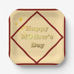 Happy mothers day. Gold simple script calligraphy  Paper Plate