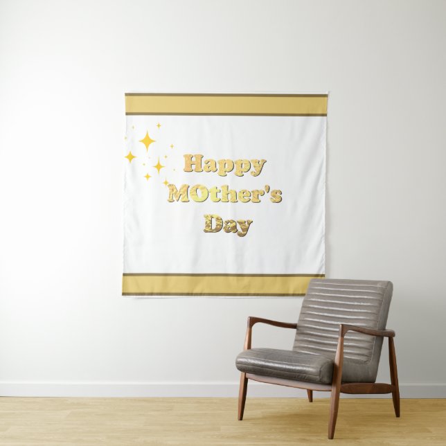 Happy mothers day. Gold simple script calligraphy  Tapestry (In Situ)