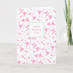 Happy Mothers Day Golfing Own Message Pink Card