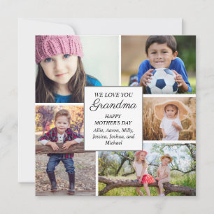 Happy Mother's Day Grandma 5 Child Family Photo Holiday Card