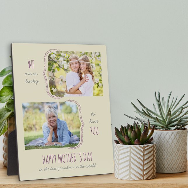 Happy Mothers Day Grandma Curly Bracket 2 Photo Plaque (Creator Uploaded)