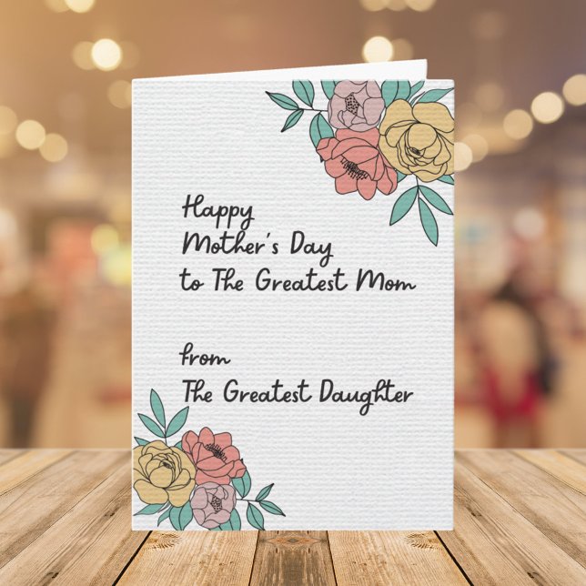 Happy Mothers Day Great Mum Floral Pastel Flowers Card (Close up)
