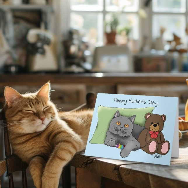 Happy Mother's Day Grey Cat Card (Creator Uploaded)