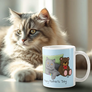 Happy Mother's Day Grey Cat Coffee Mug
