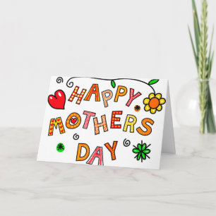Happy Mother's Day Hand Drawn Cartoon Typography Card