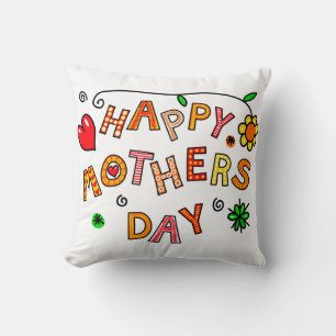 Happy Mother's Day Hand Drawn Cartoon Typography Cushion