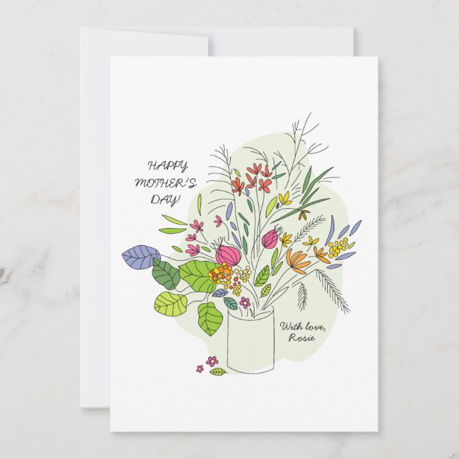Happy Mother's Day hand drawn floral Holiday Card (Front)