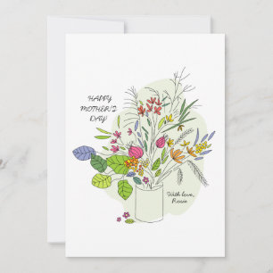 Happy Mother's Day hand drawn floral Holiday Card