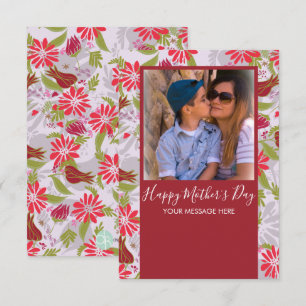 Happy Mother's Day  Hand Drawn Florals Red Card