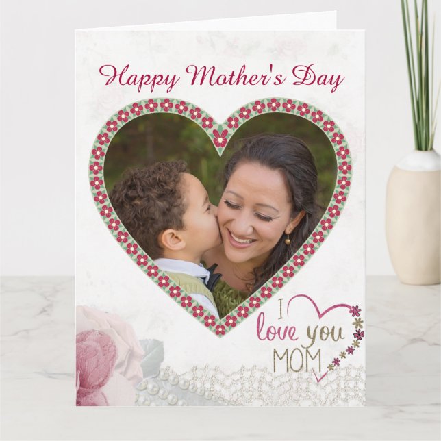 Happy Mother's Day Heart Personalised Card (Front)
