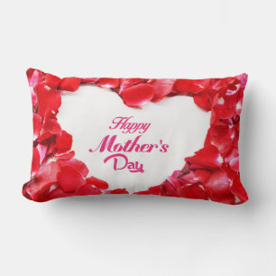 Happy Mother's Day - Heart Shaped Rose Petals Lumbar Cushion