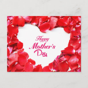 Happy Mother's Day - Heart Shaped Rose Petals Postcard