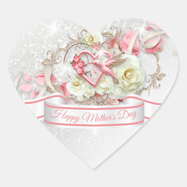Happy Mother's Day Heart Sticker (Front)
