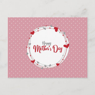 Happy Mother's Day Heart Wreath Postcard