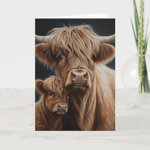 Happy Mother's Day Highland Cow and Calf Card