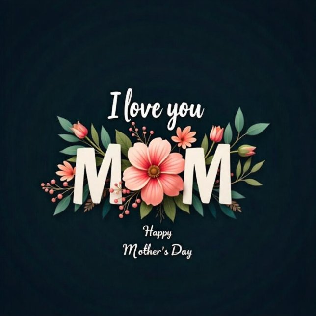 Happy Mother's Day  Holiday Card (I Love You Mom Text!)