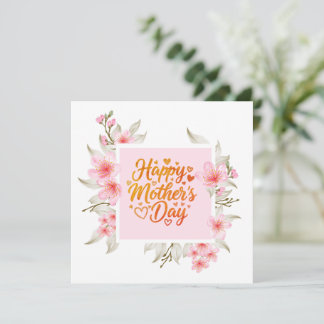 Happy Mother's Day I Pink Cherry Blossom Floral Card
