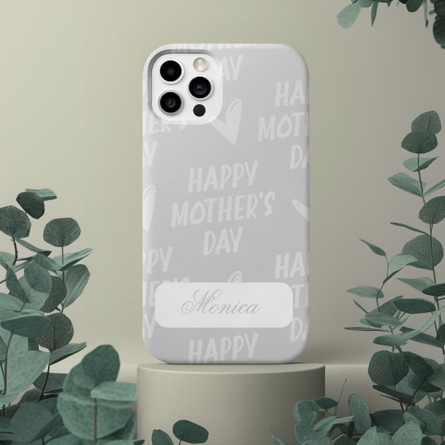 Happy Mother's Day in grey background custom name Case-Mate iPhone Case (Happy Mother's Day in gray background custom name Case-Mate iPhone Case)