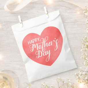 Happy mother's day in pink heart, mum love favour bag