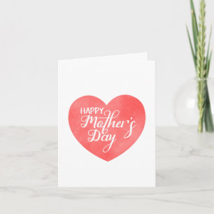 Happy mother's day in pink heart, mum love note card