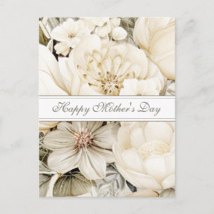 Happy Mother's Day Ivory cream Floral script Postcard