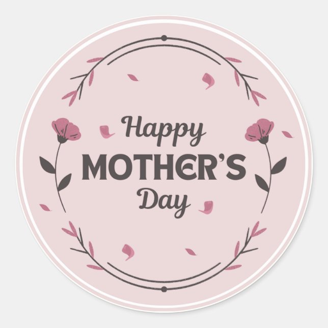 Happy mothers day light pink classic round sticker (Front)