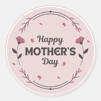 Happy mothers day light pink classic round sticker
