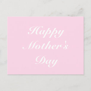 Happy Mother's Day light pink white script elegant Postcard