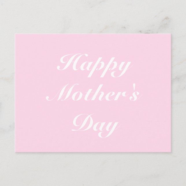 Happy Mother's Day light pink white script elegant Postcard (Front)