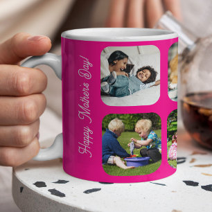 Happy Mothers Day love you mum photo collage pink Coffee Mug