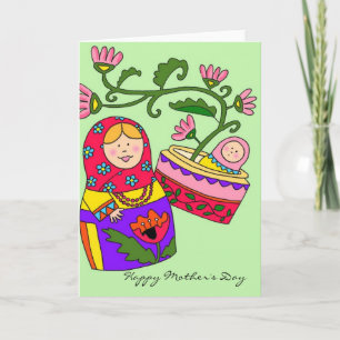 Happy Mother's Day Matryoshka Ukrainian Folk Art Card