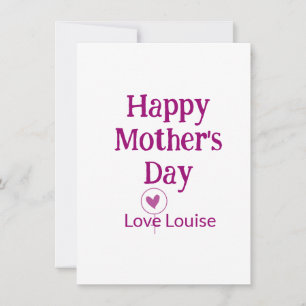 Happy Mother's day mauve love name female sign tit Card