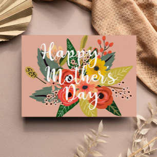 Happy Mother's Day Modern Colourful Floral Script Card