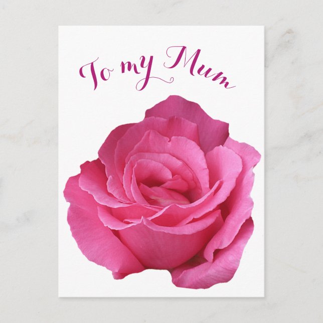 Happy Mother's Day Mom pretty hot pink rose floral Postcard (Front)