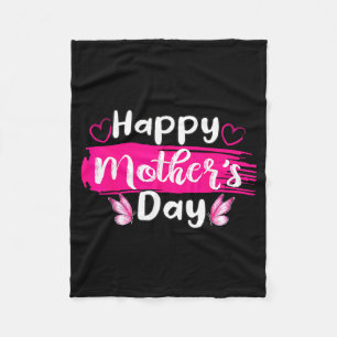 Happy mothers day mommy love mom hearts butterfly fleece blanket