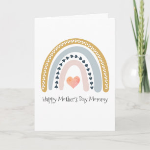 Happy Mother's Day Mommy Watercolor Rainbow Hearts Card