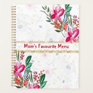 Happy Mothers Day Moms Favourite Menu Pink Flowers Planner