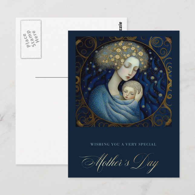 Happy Mother's Day Mother and Child Painting  Postcard (Front/Back)