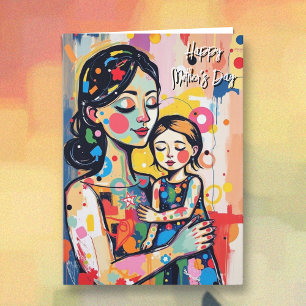 Happy Mother's Day   Mother and Daughter Abstract  Card