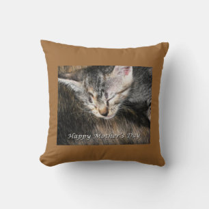 Happy Mother's Day Mother and Kitten Cushion