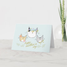 "Happy Mother's Day" Mother Cat & Kittens Card
