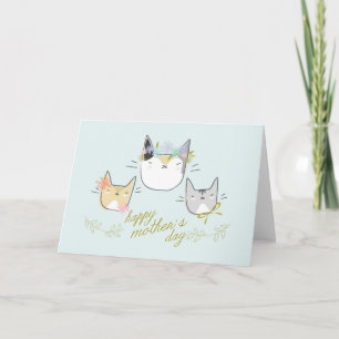 "Happy Mother's Day" Mother Cat & Kittens Card