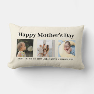 Happy Mother's Day Mum Biege Script Photo Keepsake Lumbar Cushion