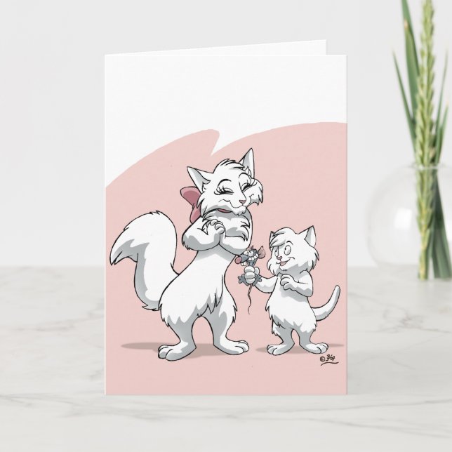 Happy Mother's Day!! Mum cat and kitten Card (Front)