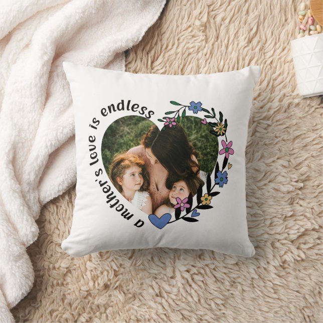 Happy Mothers Day Mum Custom Heart Photo  Cushion (Blanket)