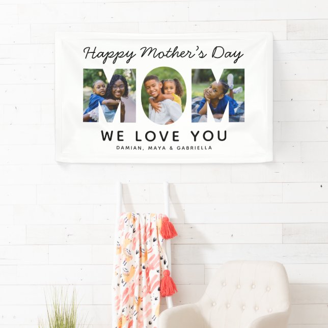 Happy Mothers Day Mum Custom Photo Collage Banner (Insitu)