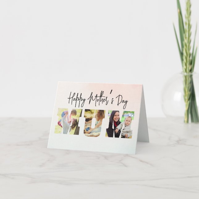 Happy Mothers Day Mum Custom Photo Collage Holiday Card (Front)
